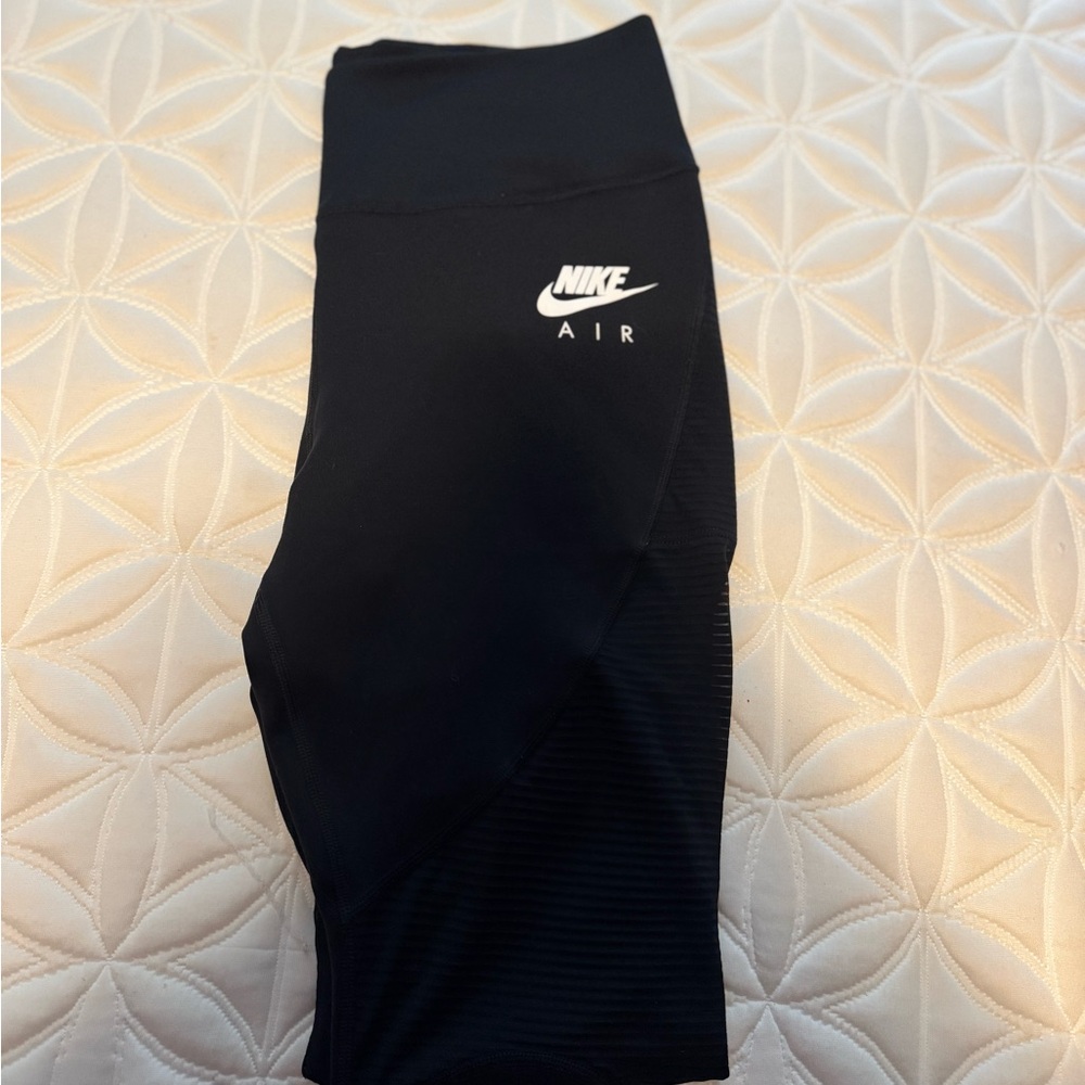 NIKE Air One Performance 7/8 Sheer Rib Panels Black Leggings Women’s